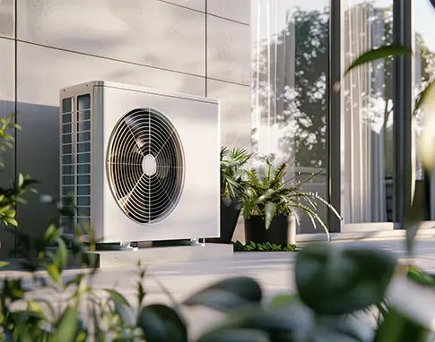 Module extérieur d'une pompe à chaleur air-eau hybride gaz installé par HEINIS Energies
