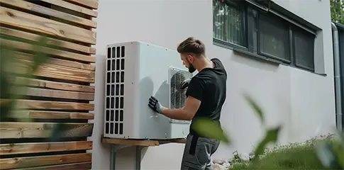 Entretien et contrôle d'une unité extérieure de pompe à chaleur hybride gaz en Alsace