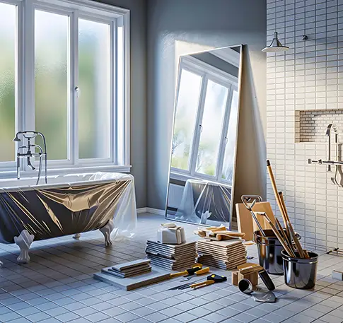 Travaux d'installation sanitaire dans une salle de bain par HEINIS Energies, spécialiste en plomberie et aménagement